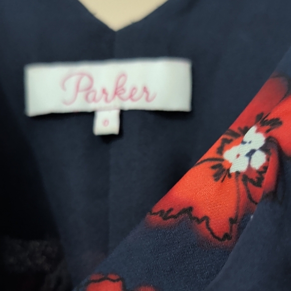 Parker Navy and Red Floral Maxi Dress - Picture 2 of 4
